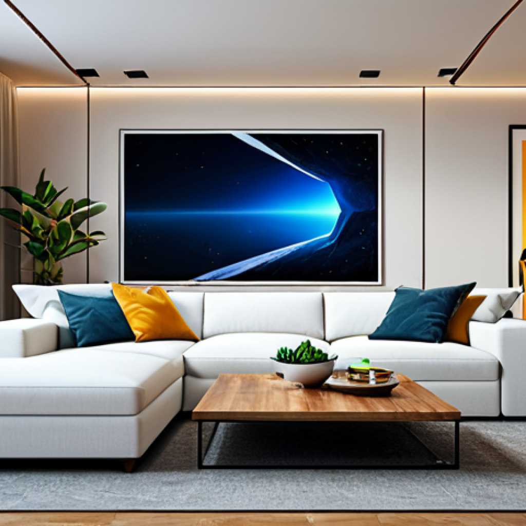해상 거주 플랫폼의 미래 혁신 아이디어 - Personalized Digital Living Room**

Prompt: A beautifully designed, modern digital living room inter...