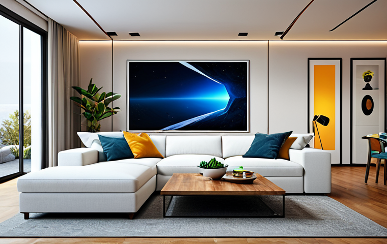 해상 거주 플랫폼의 미래 혁신 아이디어 - Personalized Digital Living Room**
Prompt: A beautifully designed, modern digital living room inter...