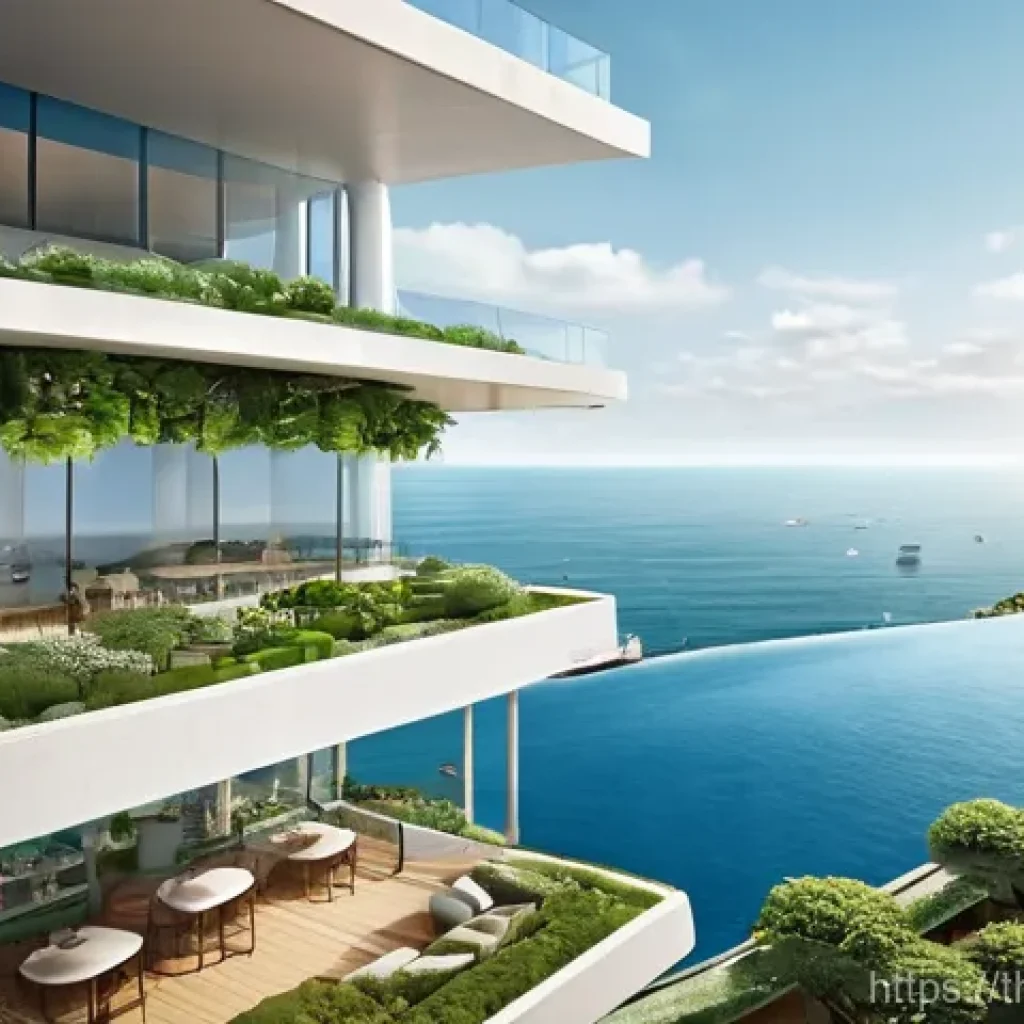 해상 거주 플랫폼의 공간 활용 사례 - **A Multi-Layered Floating City Oasis:** A breathtaking, futuristic floating city, designed with mul...