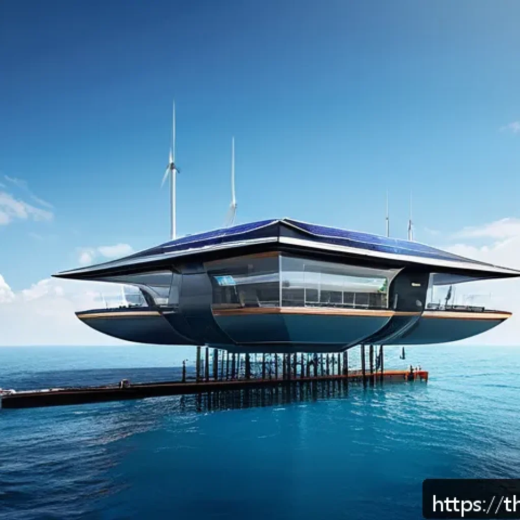 해상 거주 플랫폼의 시장 진입 전략 - A futuristic floating residential platform in the middle of the ocean during daytime, showcasing adv...