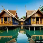 Home 18 해상 거주 플랫폼의 시민 참여 모델 - A vibrant floating community in Thailand on a sunny day, featuring eco-friendly floating houses made...